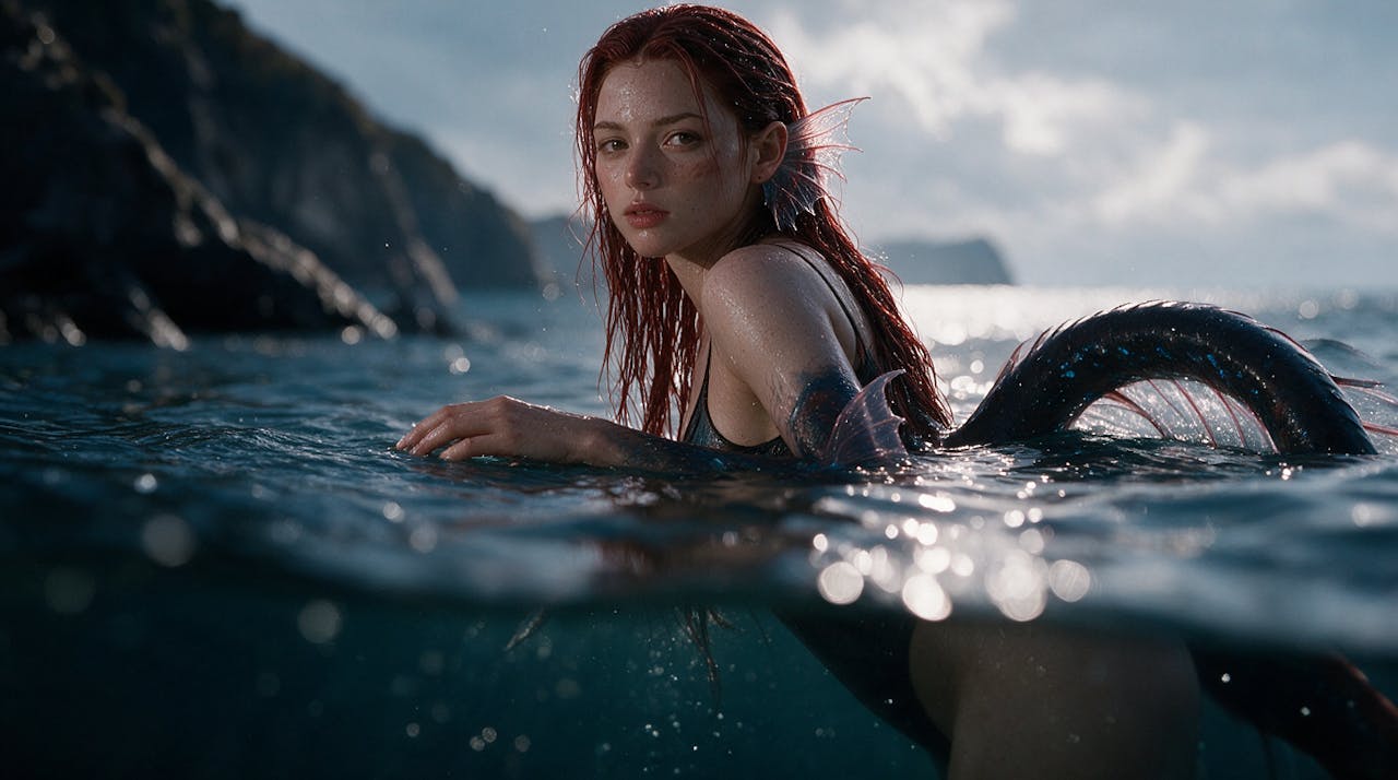 Aquatic character resting at the ocean surface